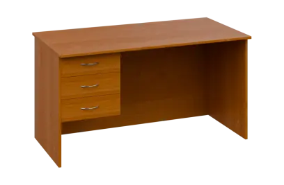 CPL 28 - 14Z13 stůl kancelářský, 3-zásuvkový, levý, dřevěná podnož, deska 25 mm, široký 1400 mm, olše jantar